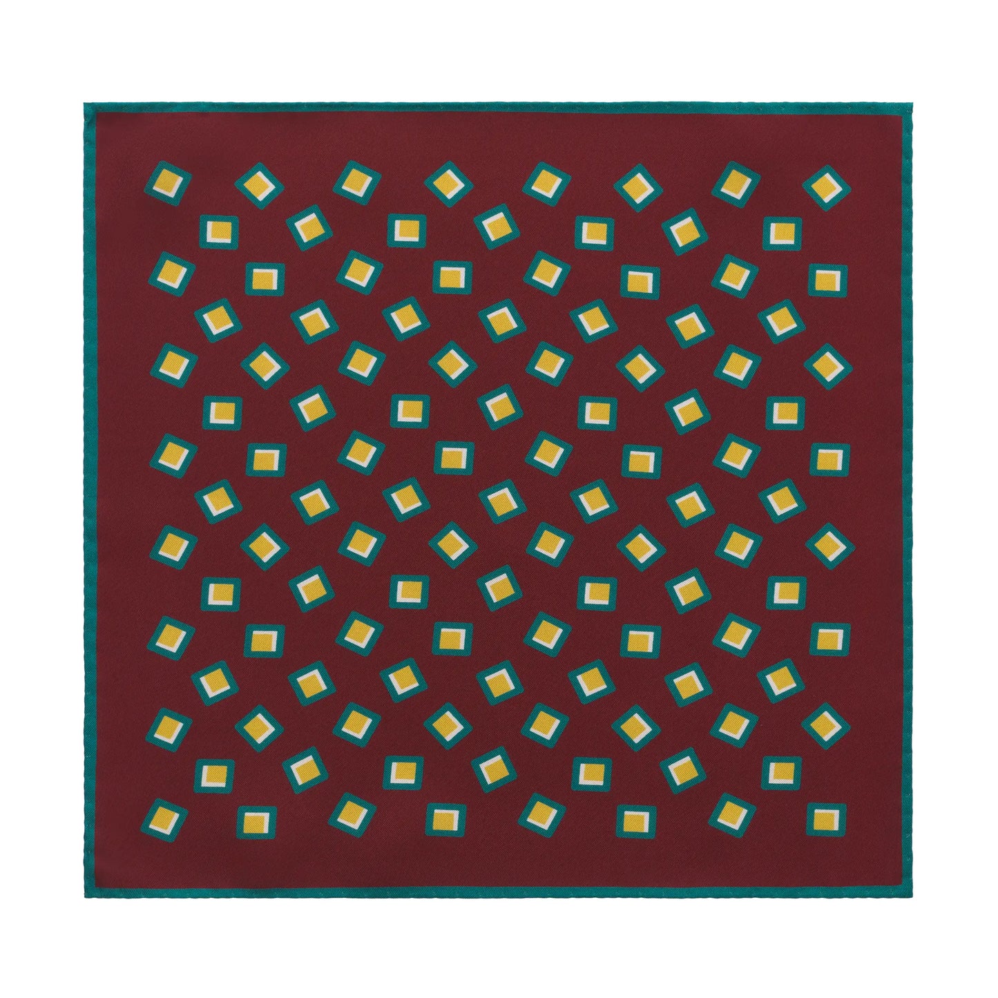 Printed Silk Burgundy Pocket Square