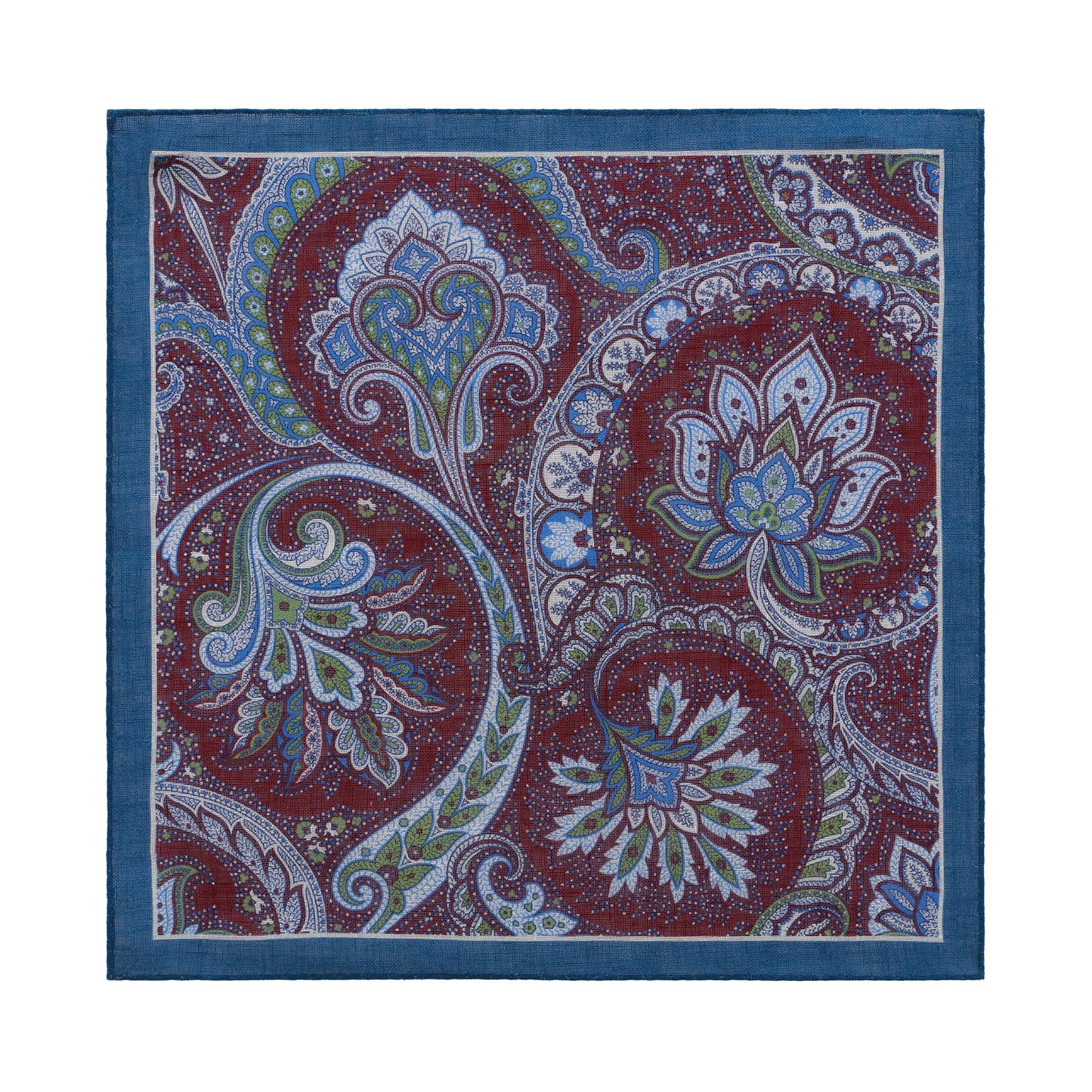 Printed Linen Pocket Square in Blue
