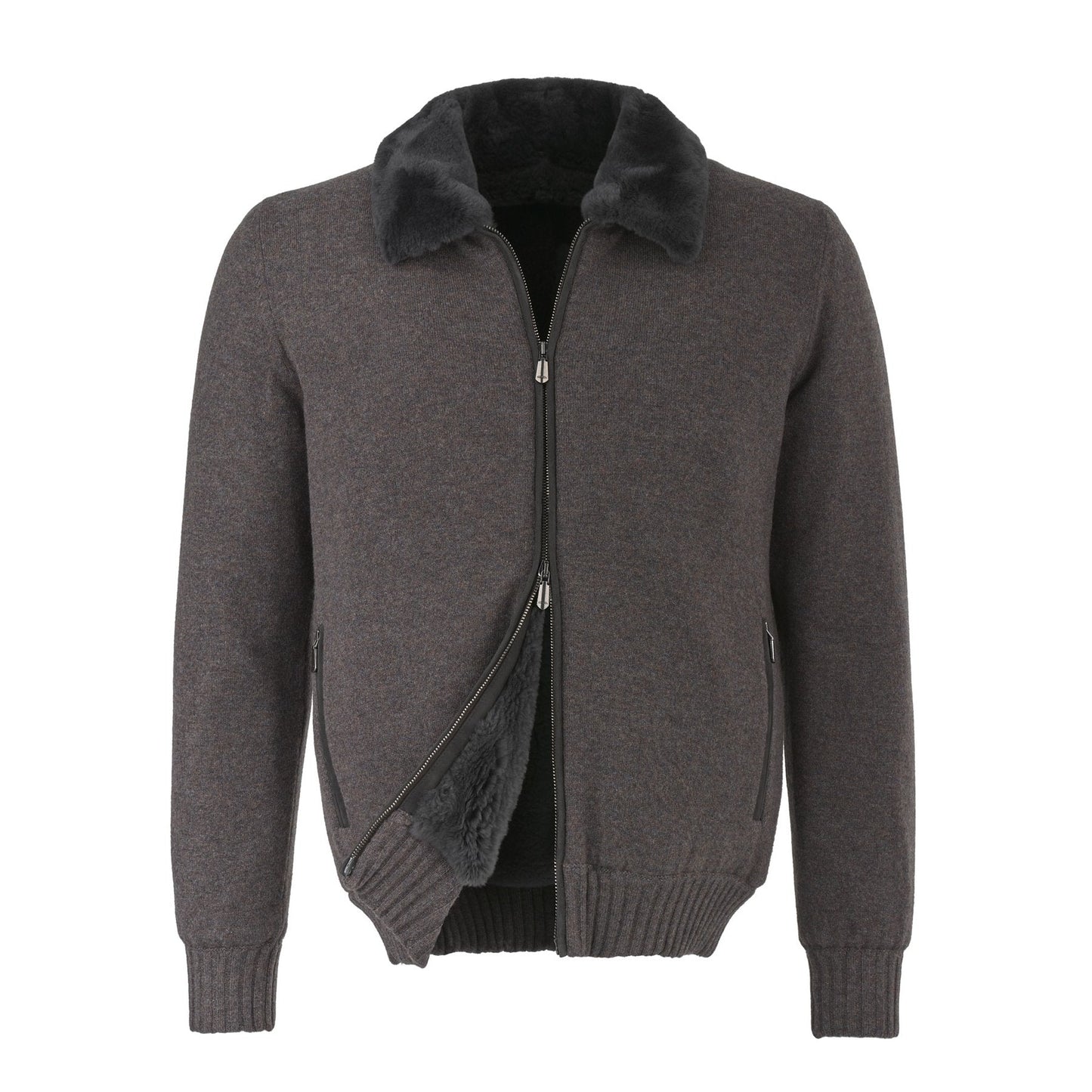 Cesare Attolini Cashmere Bomber Jacket with Fur Lining in Brown - SARTALE