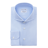 Emanuele Maffeis "All Day Long Collection" Pinstriped Cotton Light Blue Shirt with Shark Collar - SARTALE