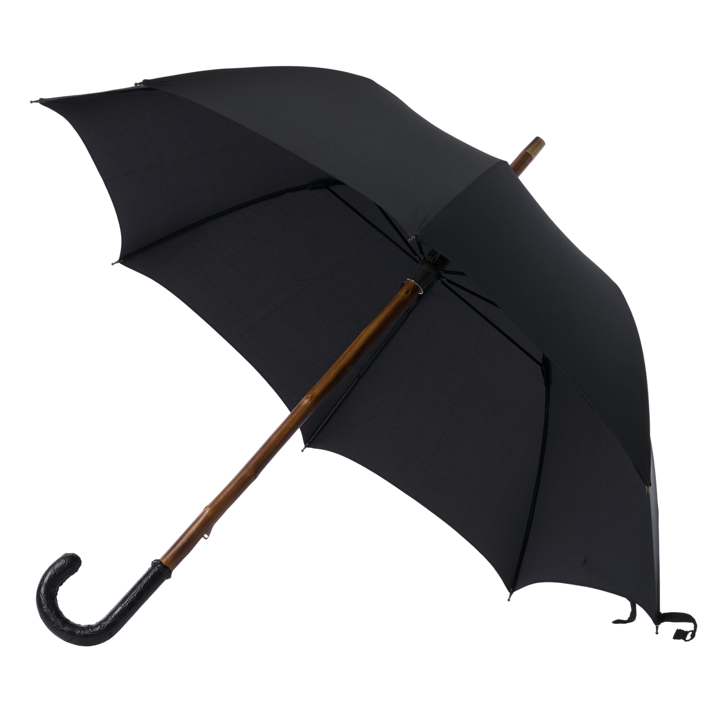 Regenschirm mit Ledergriff in Schwarz (2)
