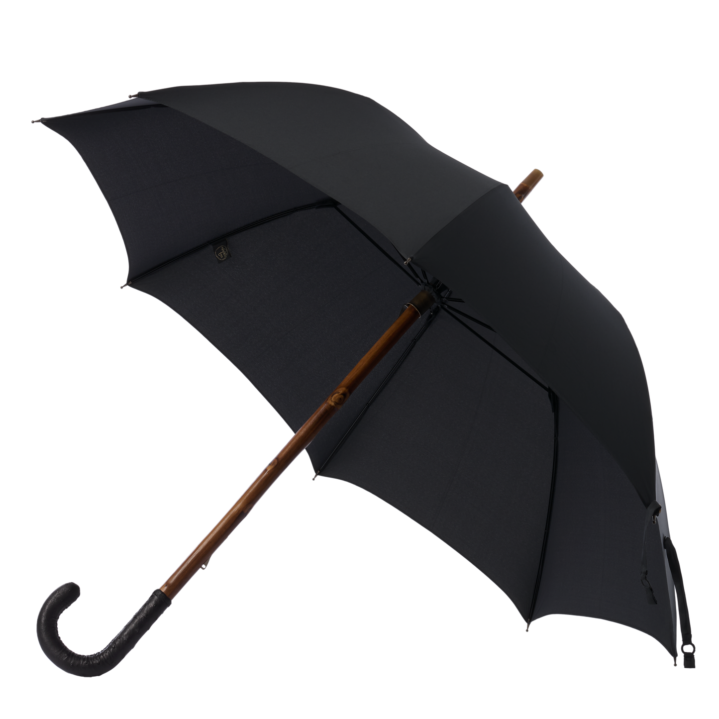 Regenschirm mit Ledergriff in Schwarz (3)