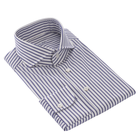 Cotton White Shirt with Blue Stripes