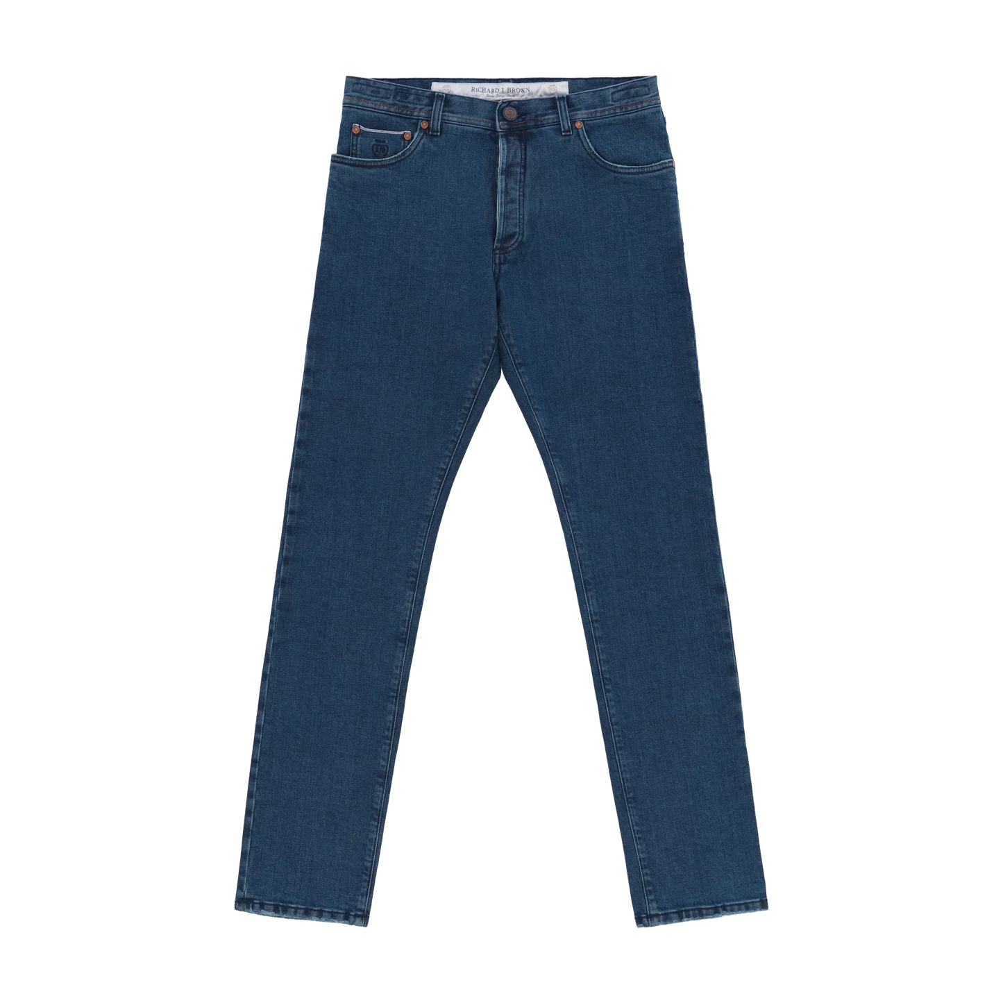 Slim-Fit Stretch-Cotton 5 Pocket Jeans in Denim Blue