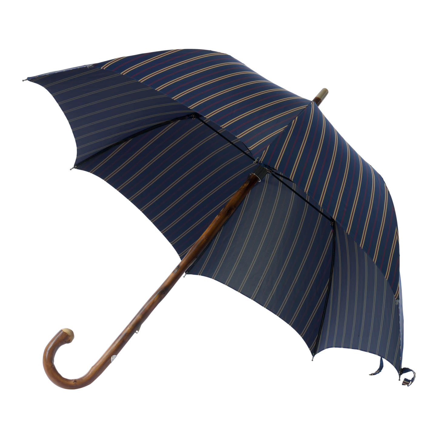 Chestnut Wood-Handle Striped Umbrella in Blue