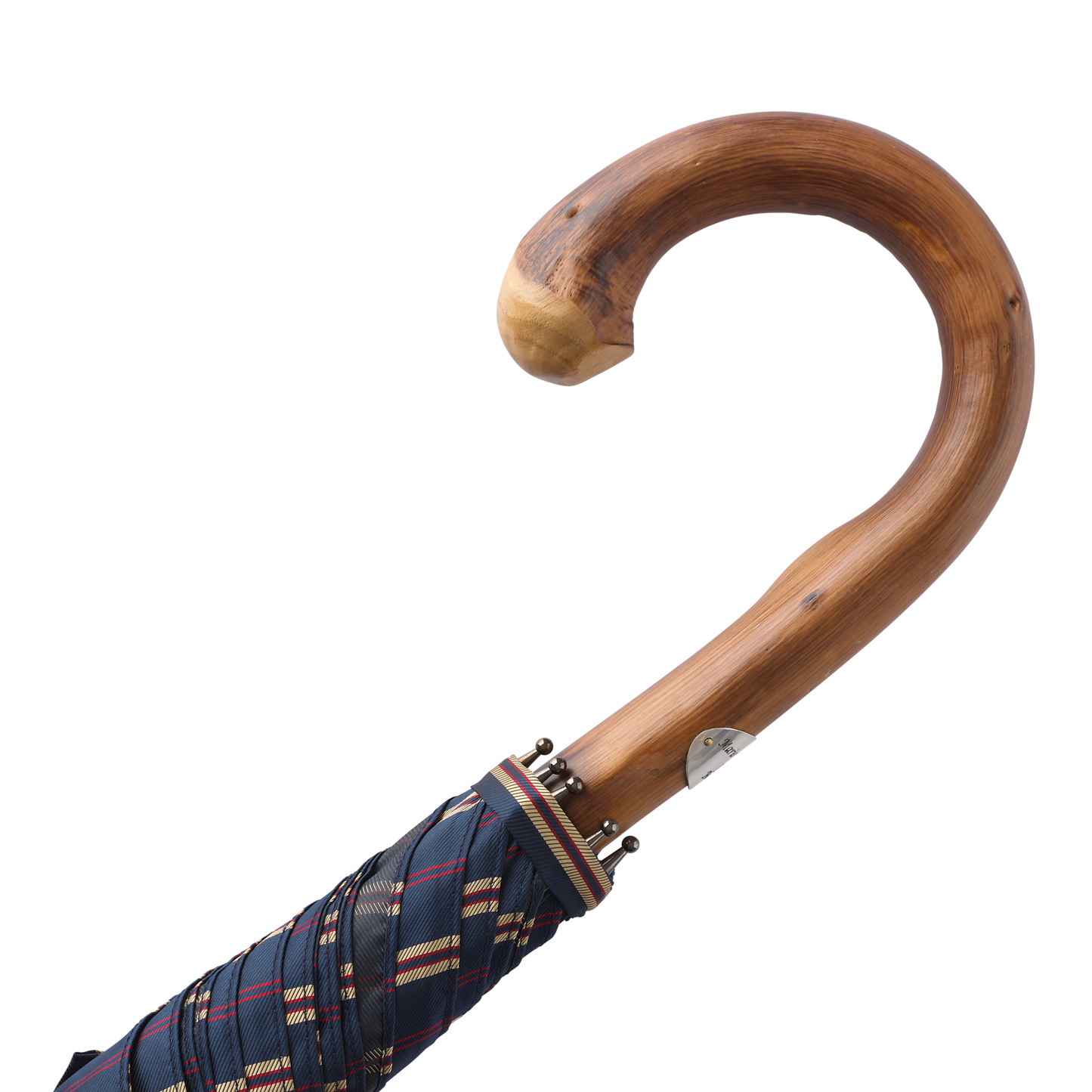 Chestnut Wood-Handle Striped Umbrella in Blue