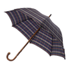 Bontoni Chestnut Wood-Handle Checked Umbrella in Blue - SARTALE