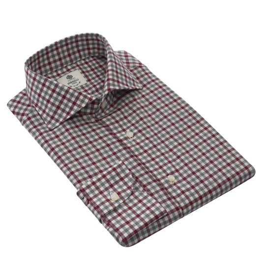 Luigi Borrelli Regular-Fit Checked Twill-Cotton Shirt in Red - SARTALE