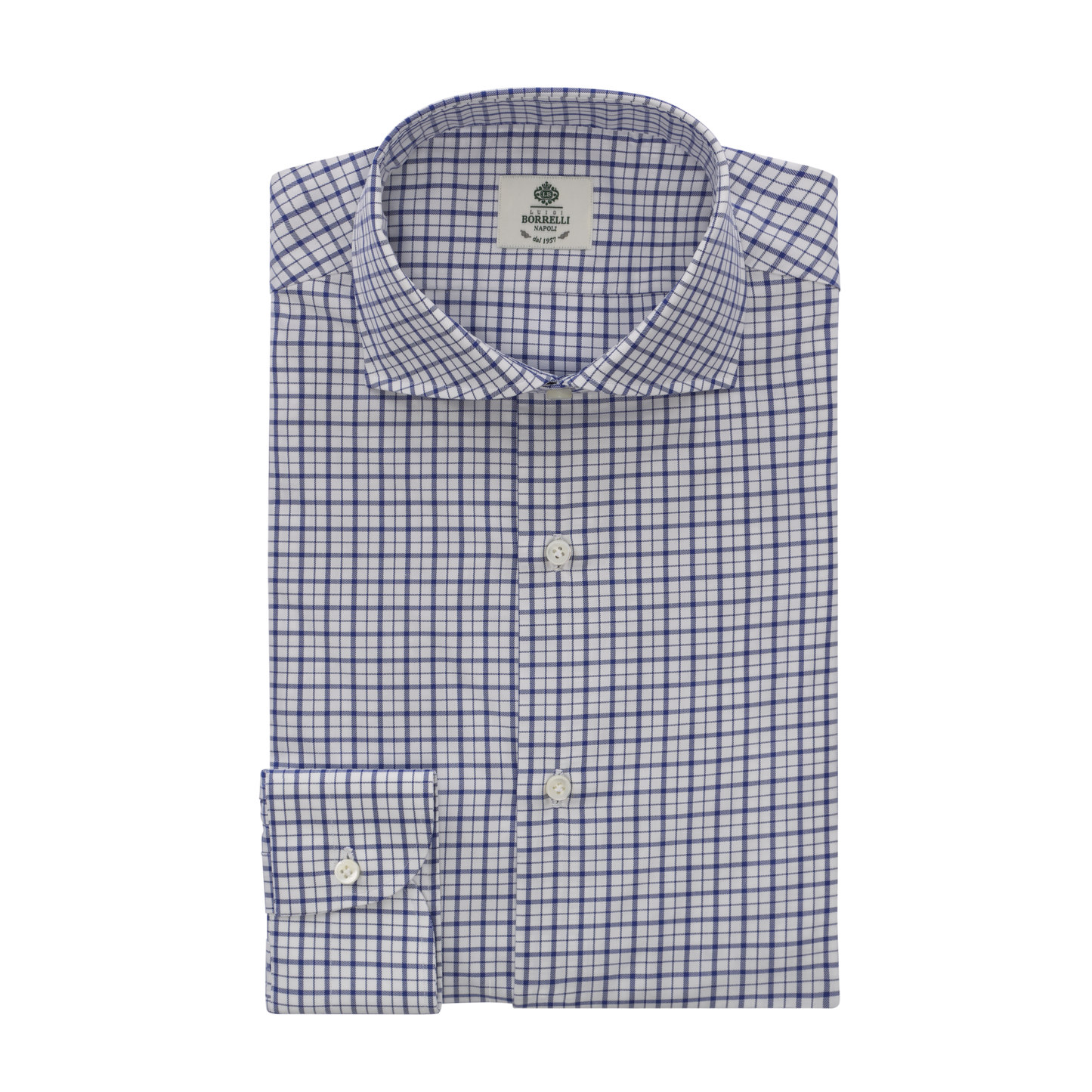 Luigi Borrelli Twill-Cotton Checked Shirt in Blue - SARTALE