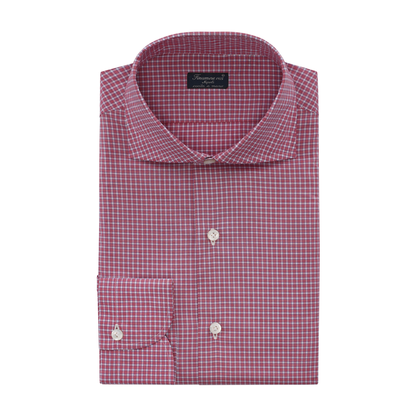 Finamore Checked Cotton Shirt in Red - SARTALE