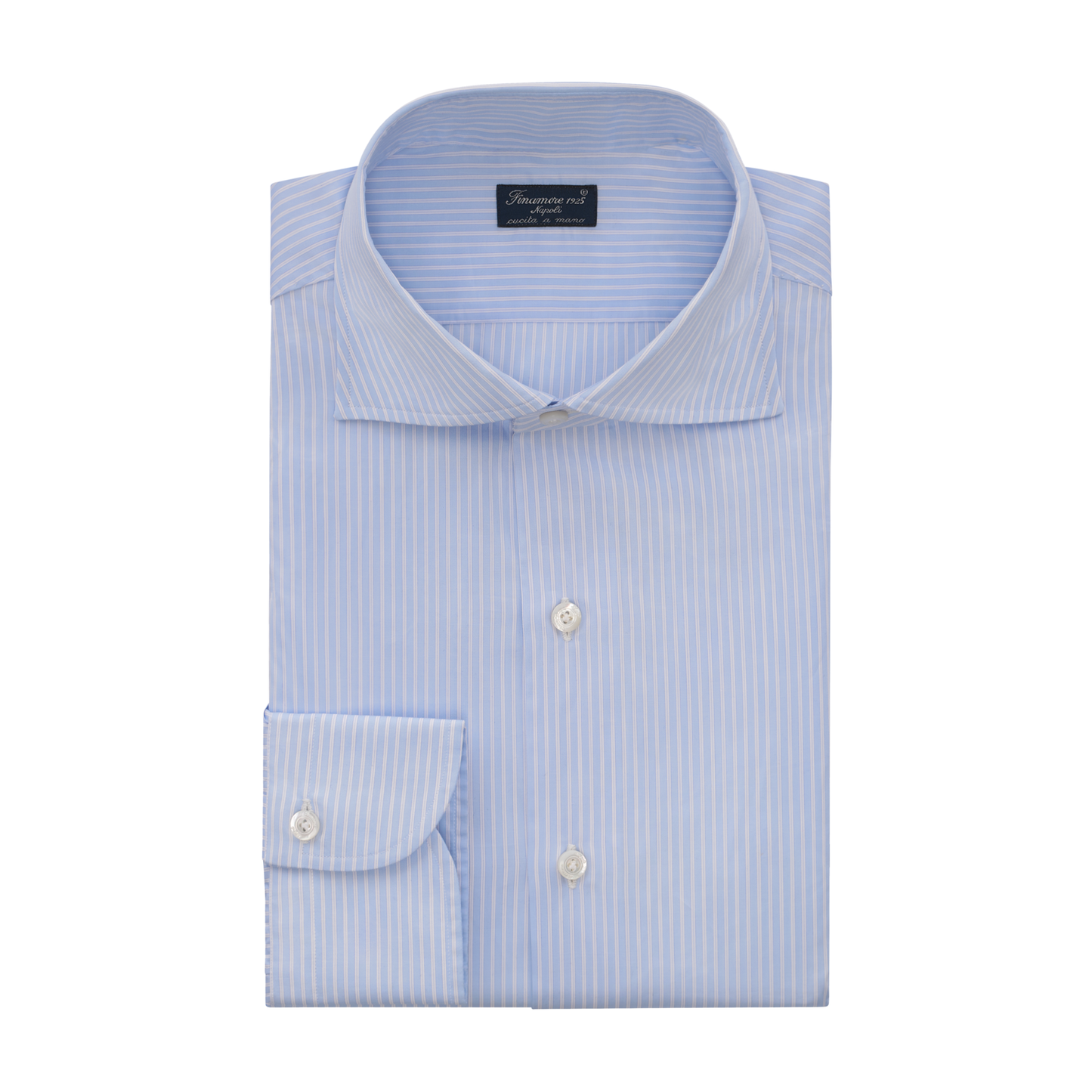 Finamore Striped Cotton Shirt in Light Blue - SARTALE