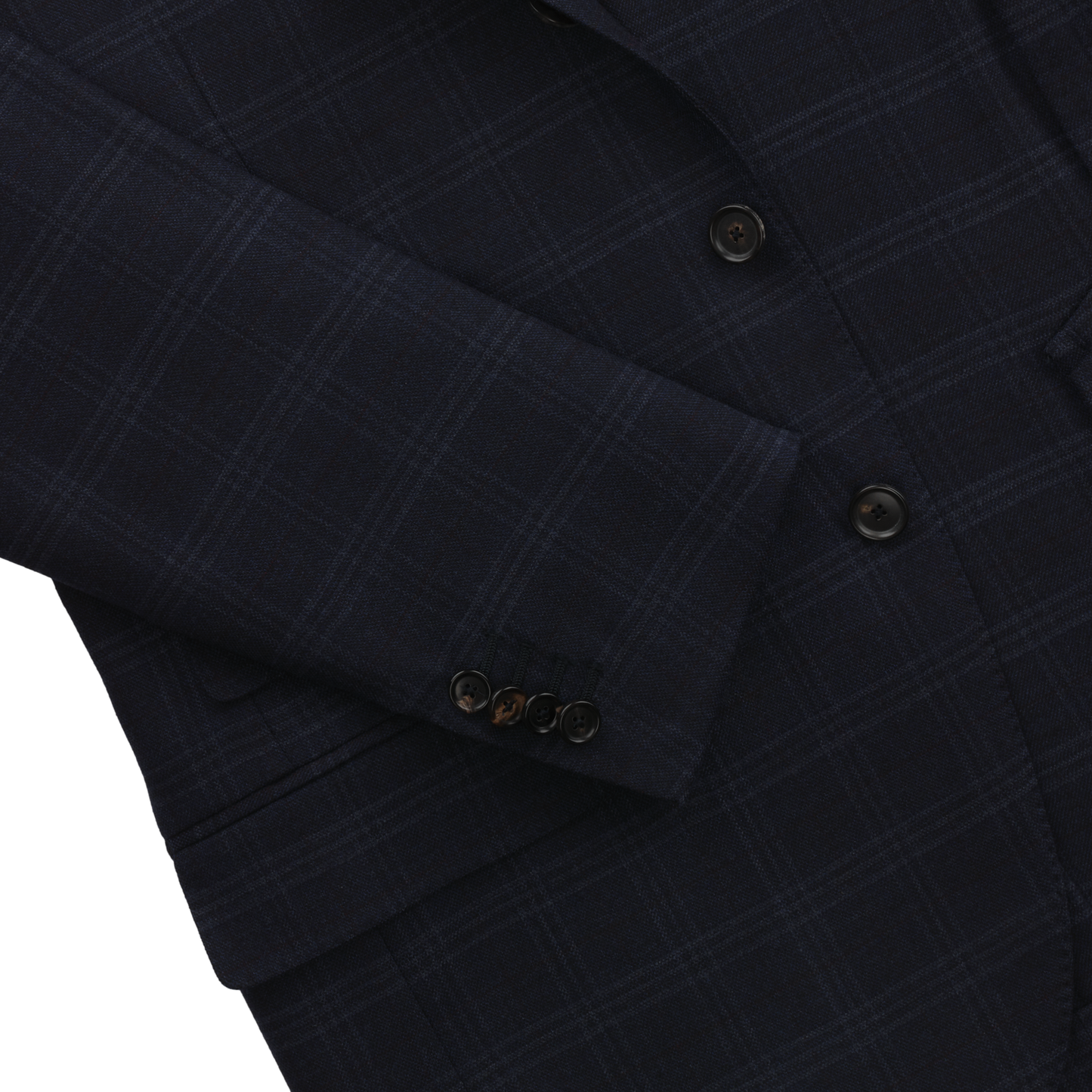 De Petrillo Single-Breasted Plaid-Check Wool Suit in Dark Blue. Exclusively Made for Sartale - SARTALE