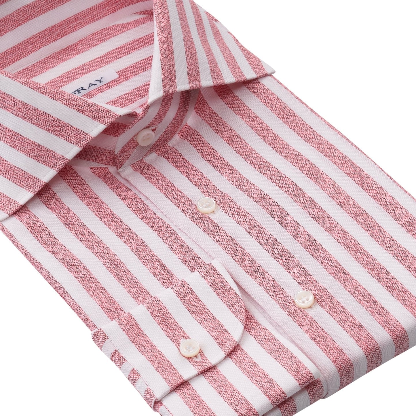 Fray Cotton Striped Shirt in White and Red - SARTALE