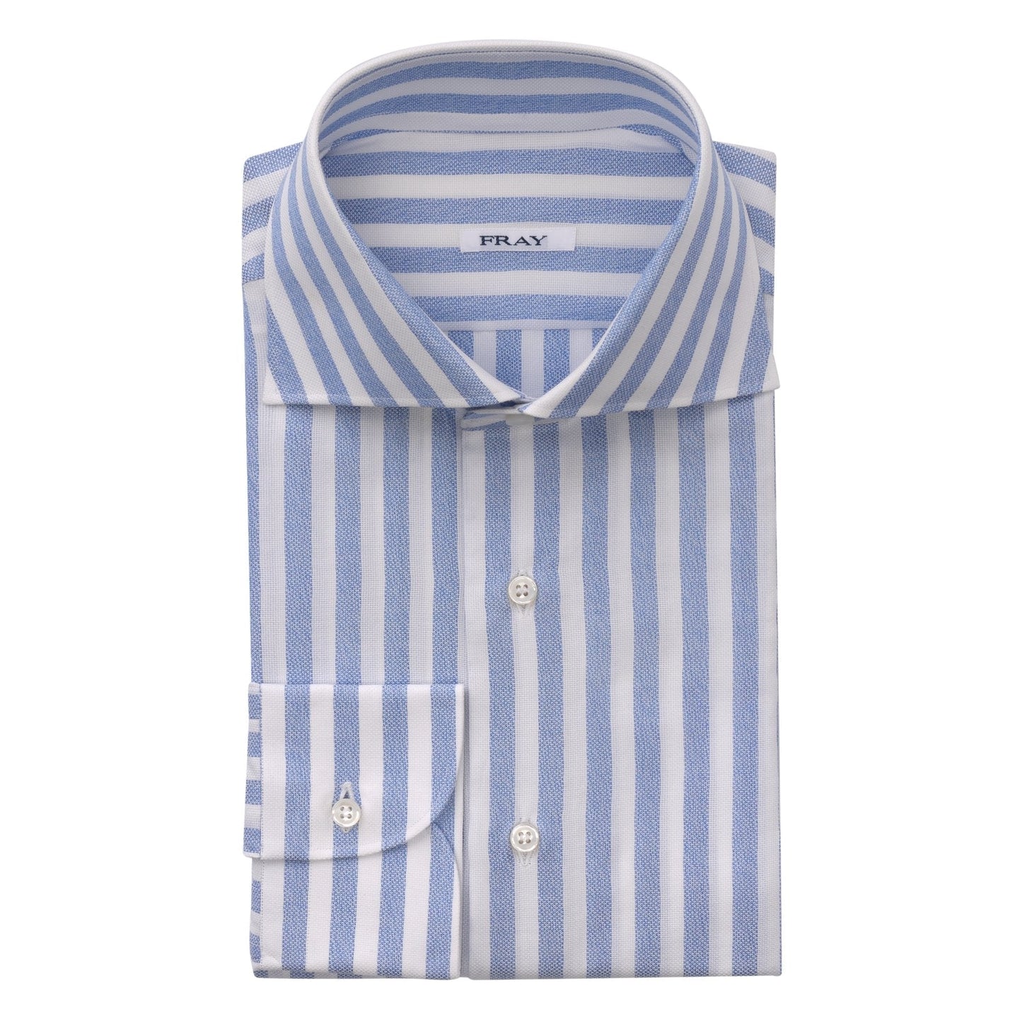 Fray Cotton Striped Shirt in White and Blue Melange - SARTALE