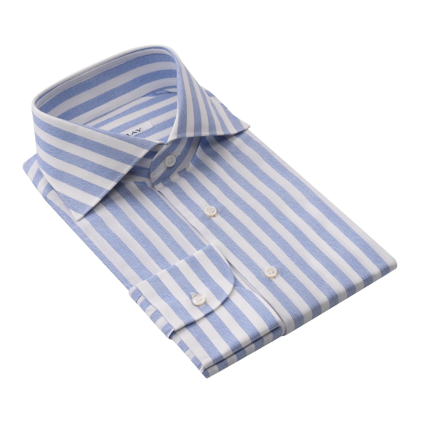 Fray Cotton Striped Shirt in White and Blue Melange - SARTALE