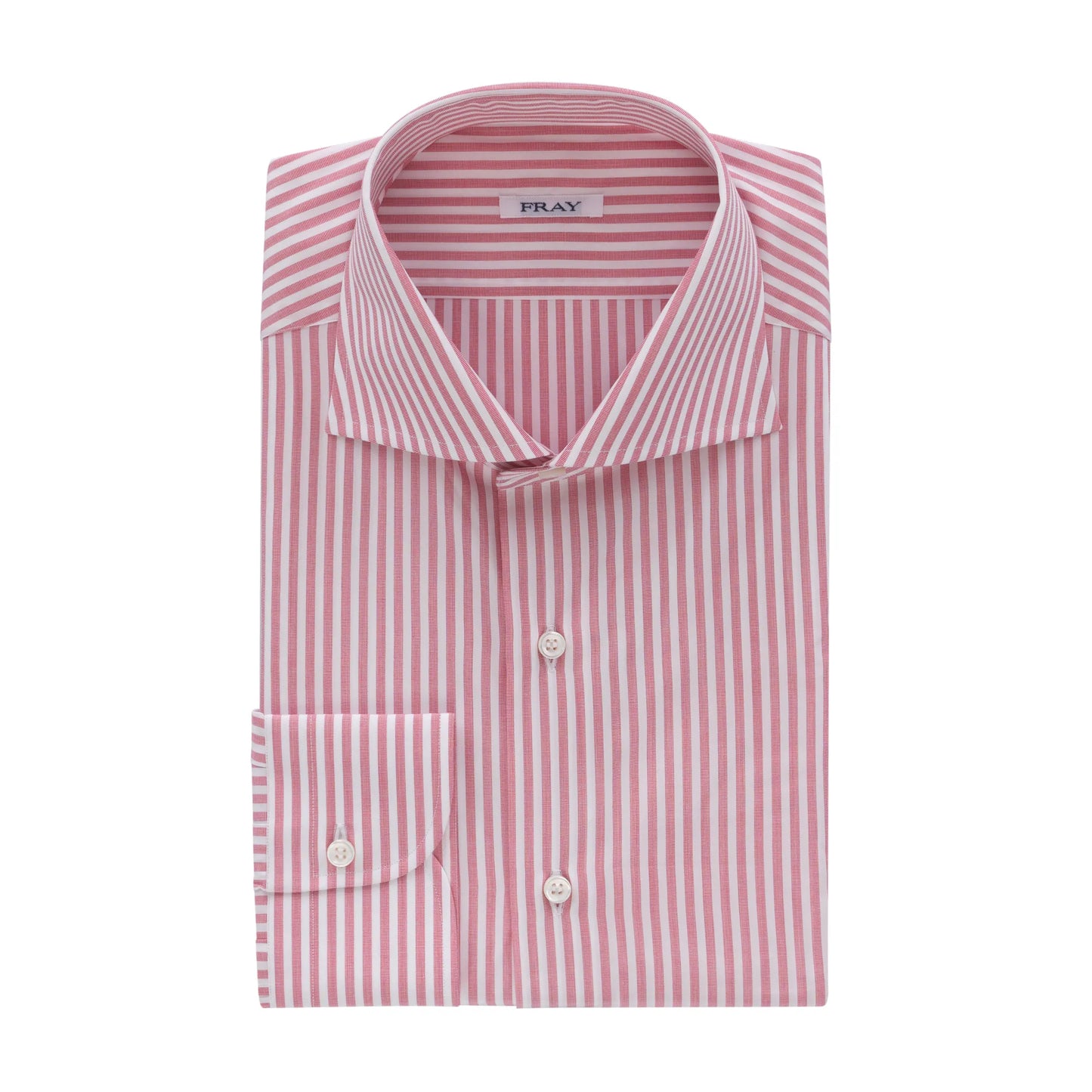 Striped Pink and White Shirt with Spread Collar