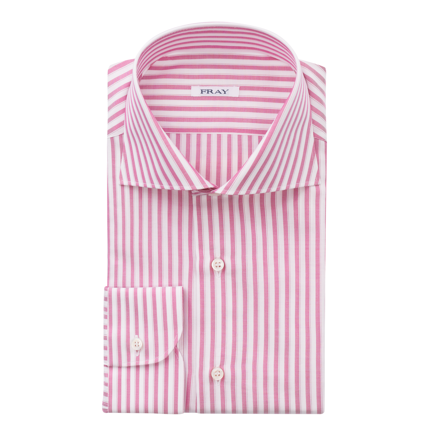 Fray Striped Cotton Shirt in White and Pink - SARTALE