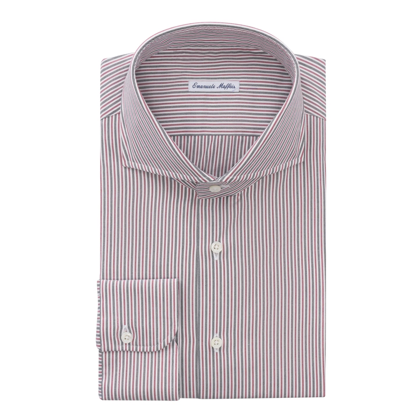 Multicolor Striped Cotton Shirt with Shark Collar
