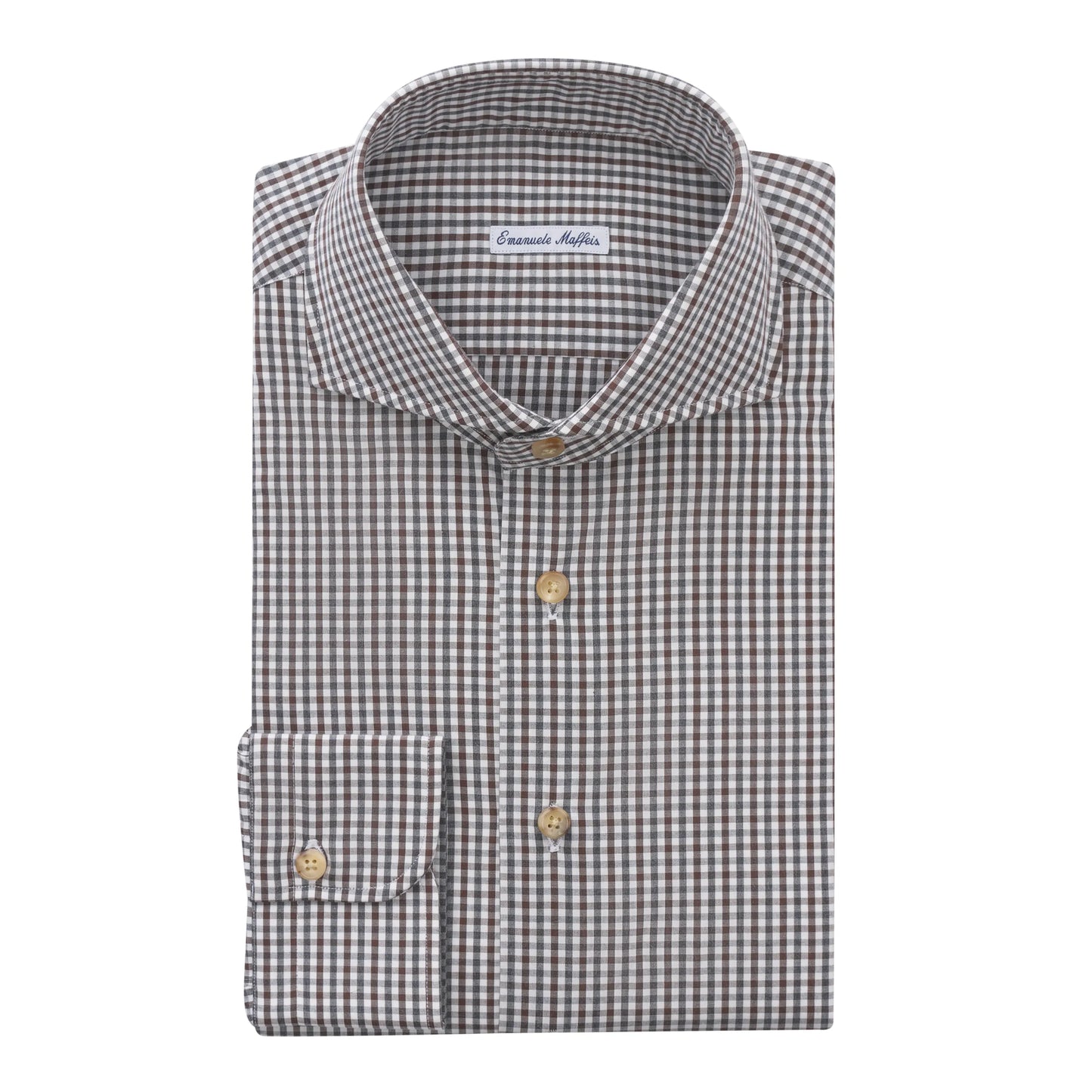 Multicolor Checked Cotton Shirt with Shark Collar