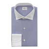 Finamore Micro-Checked Alumo-Cotton Shirt in Blue and White - SARTALE