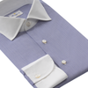 Finamore Micro-Checked Alumo-Cotton Shirt in Blue and White - SARTALE