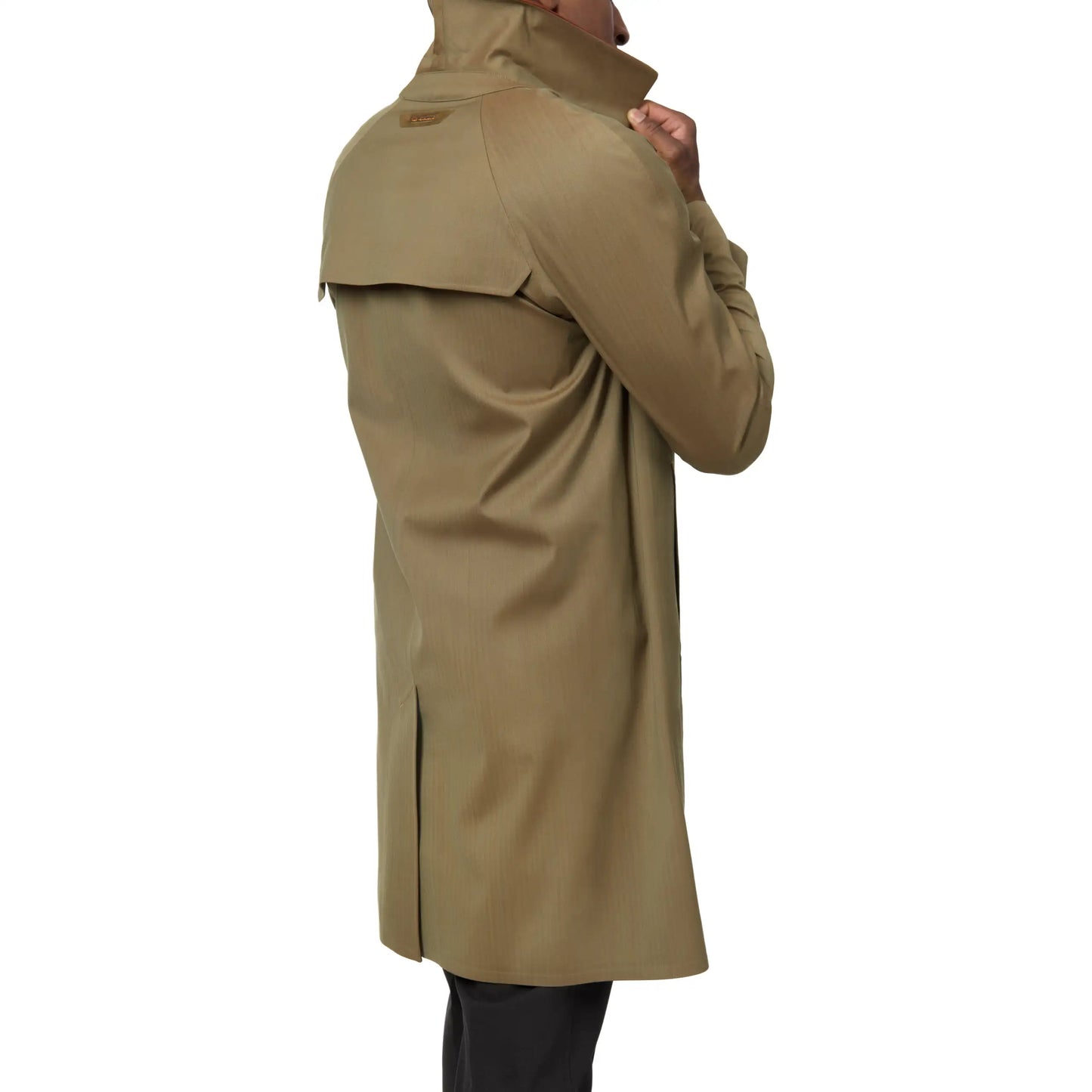 Laminated Wool and Bio Nylon Trench Coat in Sand Brown
