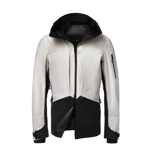 Laminated Wool-Blend Hooded Ski Jacket in Off White