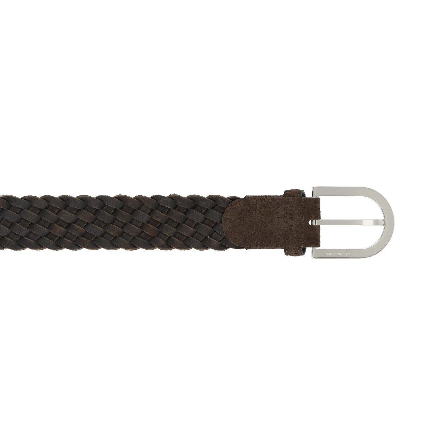 Leather Braided Belt in Marrone Brown