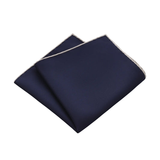 Plain Silk Pocket Square in Dark Blue