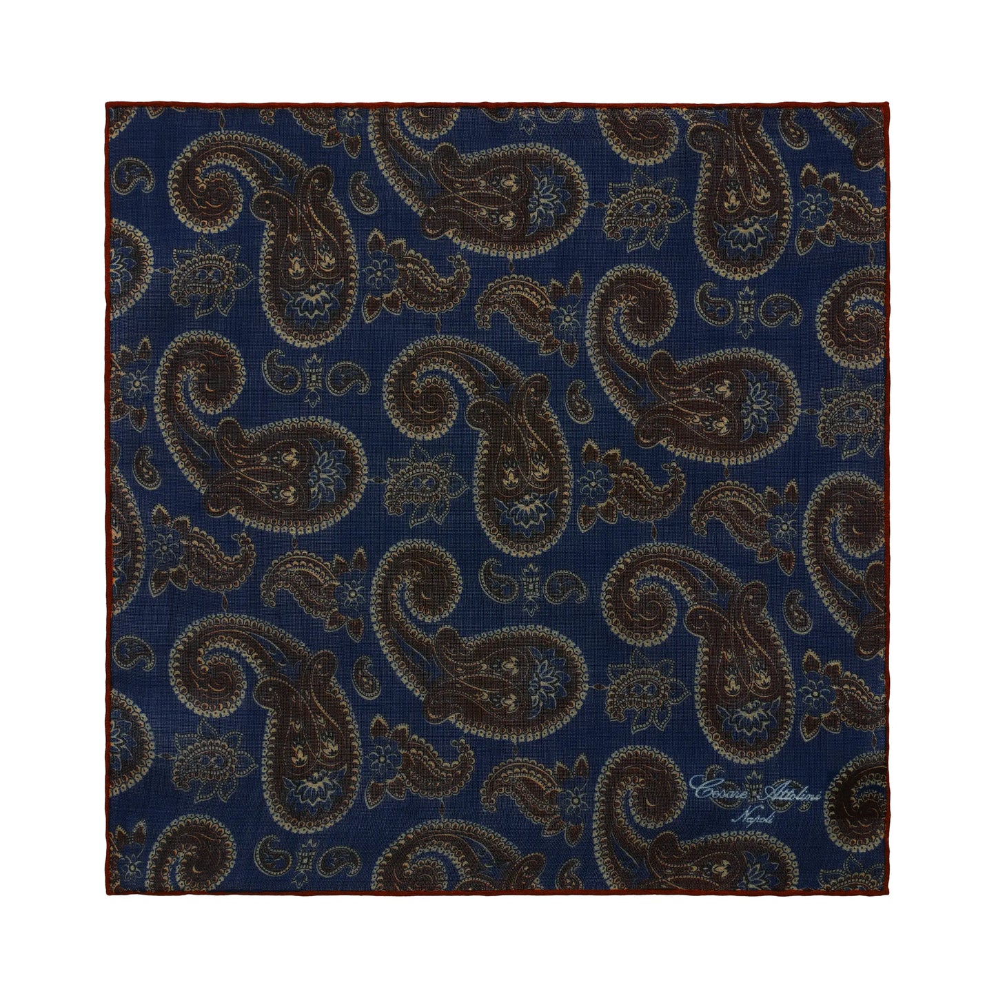 Paisley-Print Wool Pocket Square in Blue