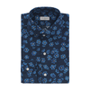 Floral Printed Cotton Shirt in Navy Blue