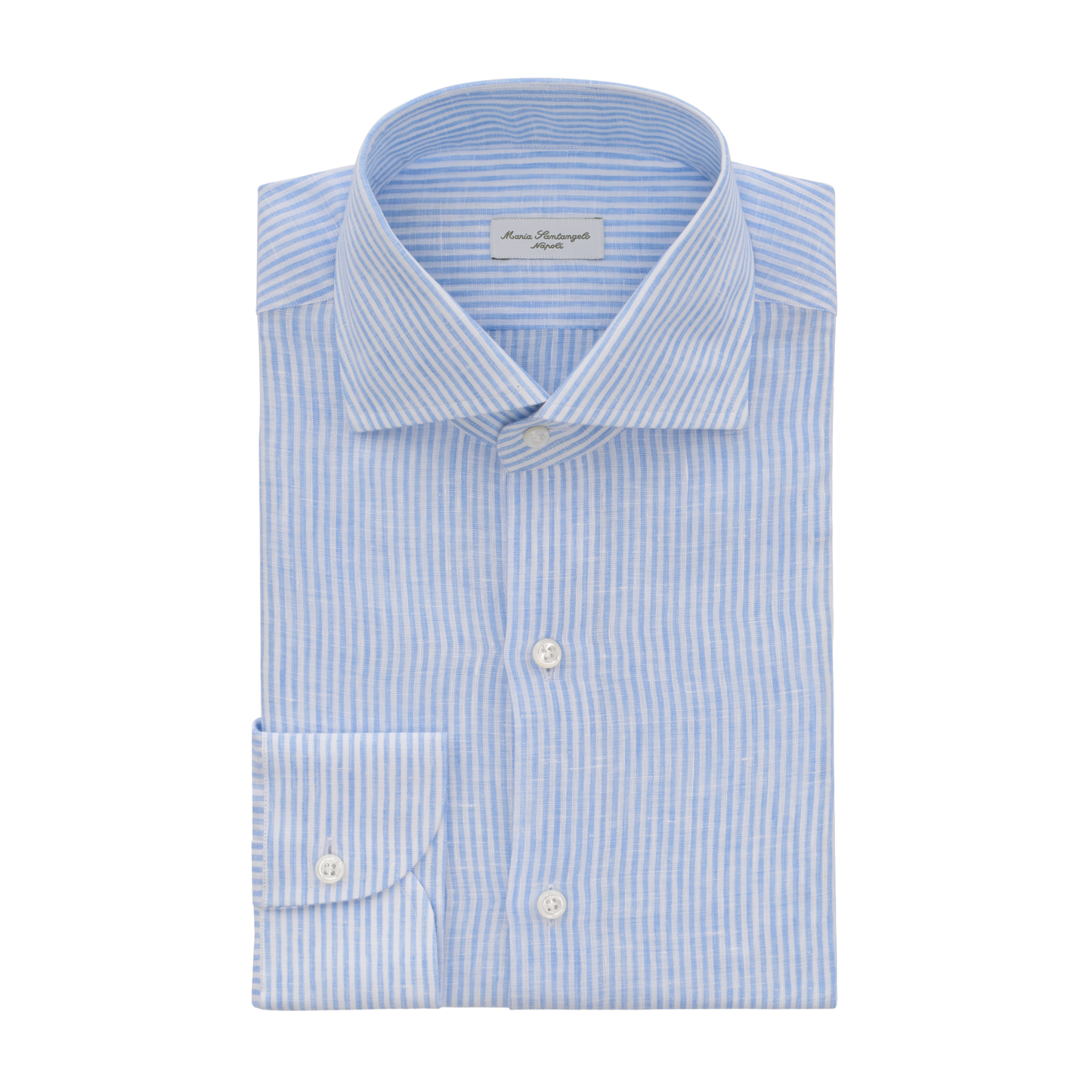 Striped Linen Shirt in Light Blue and White