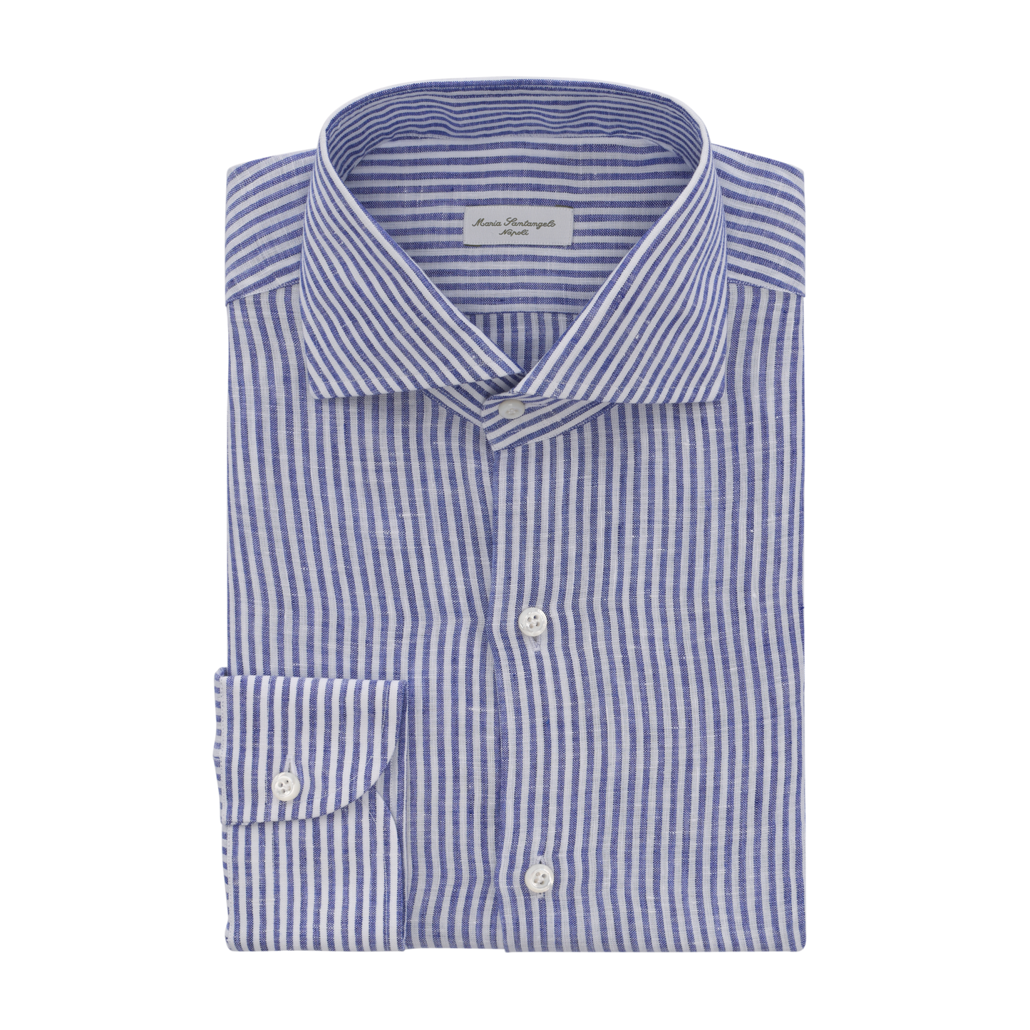 Striped Linen Shirt in Dark Blue and White