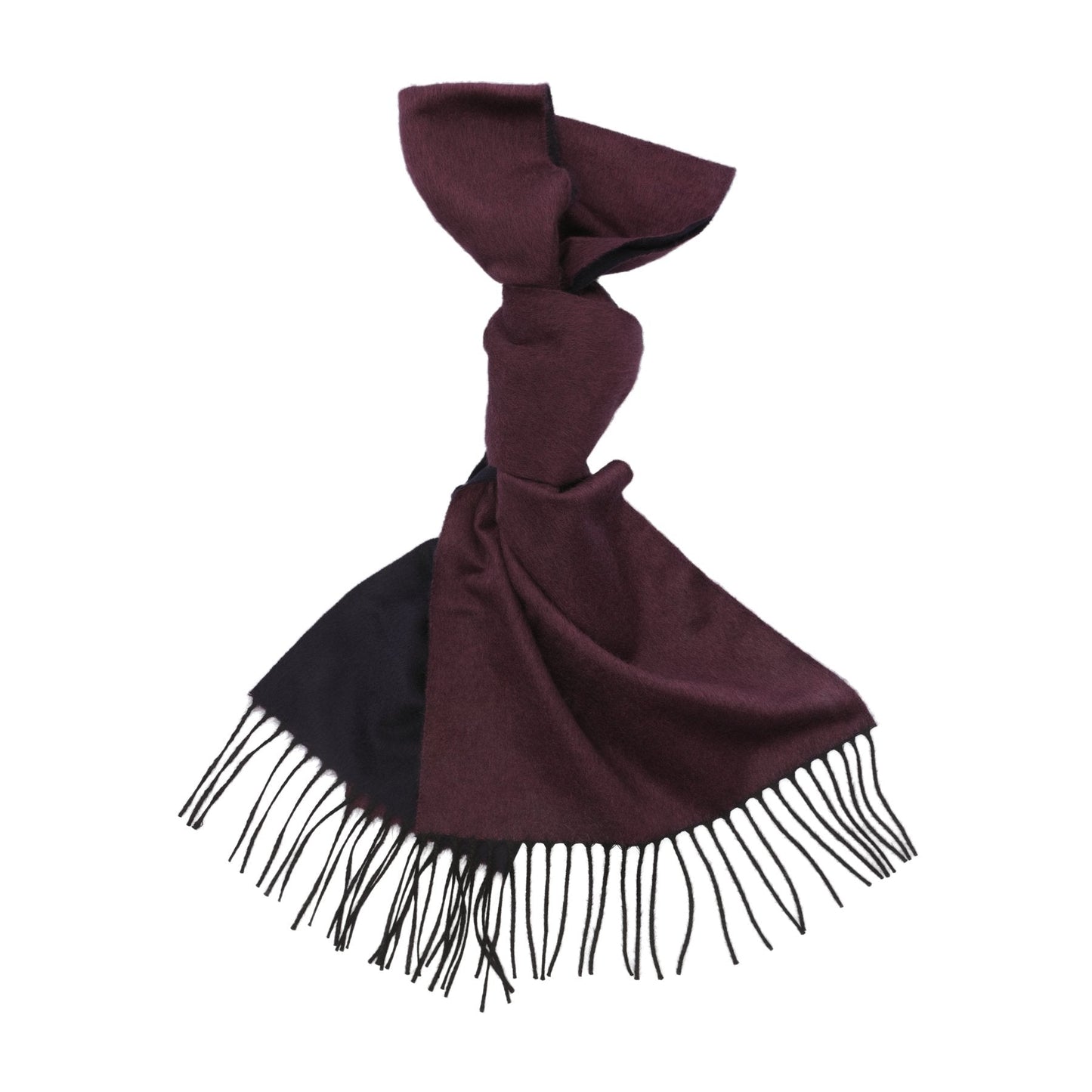 Piacenza Cashmere Fringed Reversible Silk and Cashmere-Blend Scarf in Bordeaux - SARTALE