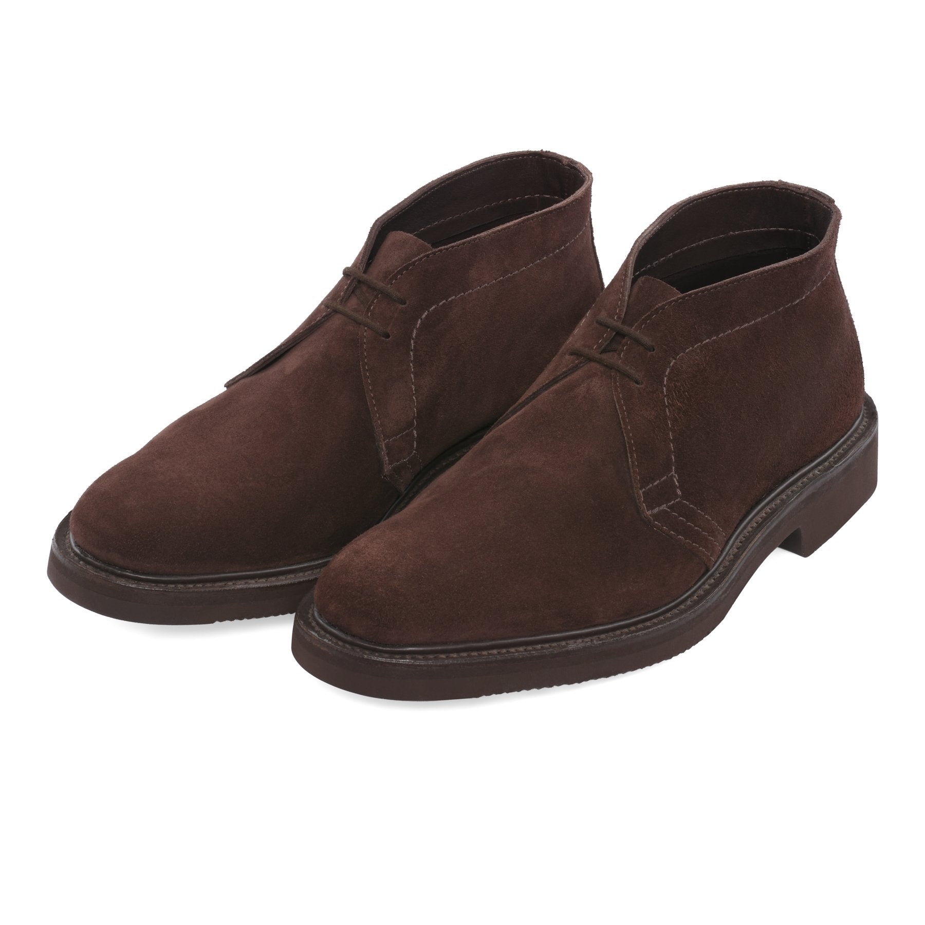 "Polo" Two-Eyelet Suede Chukka Boots in Dark Brown