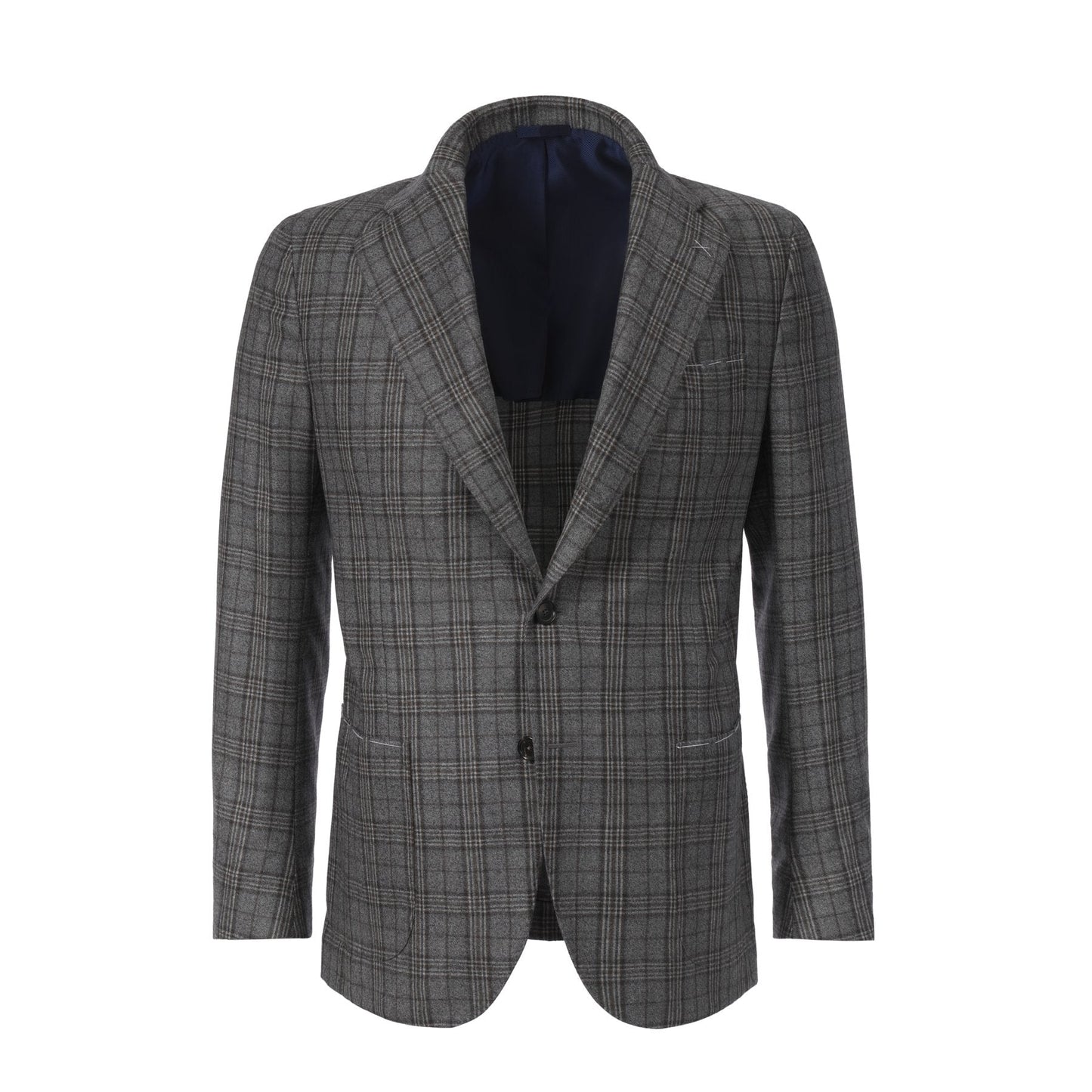 De Petrillo Single-Breasted Plaid-Check Wool Jacket in Grey. Exclusively Made for Sartale - SARTALE