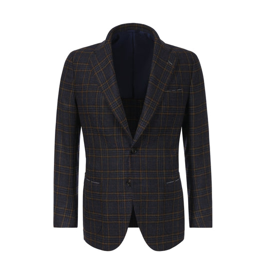 De Petrillo Single-Breasted Plaid-Check Wool Jacket in Blue. Exclusively Made for Sartale - SARTALE