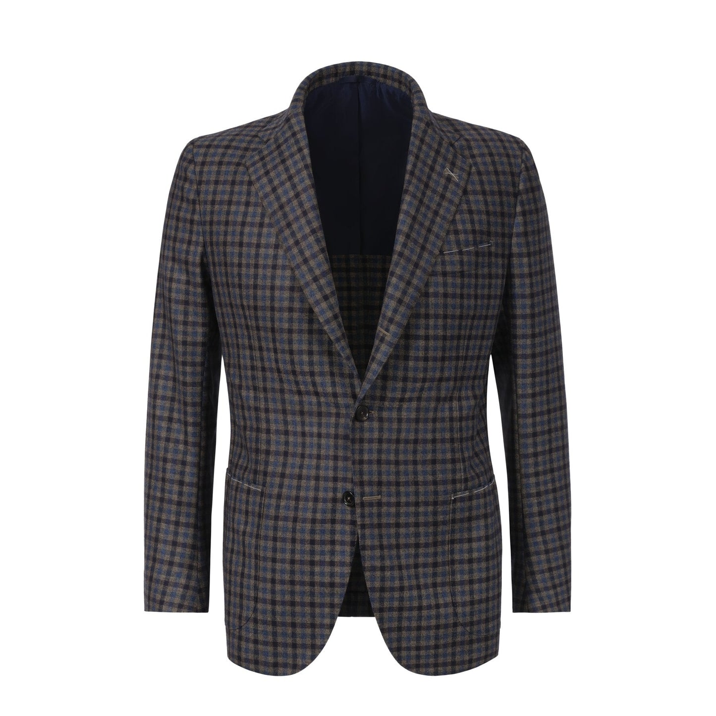 De Petrillo Single-Breasted Club-Check Wool Jacket in Blue. Exclusively Made for Sartale - SARTALE