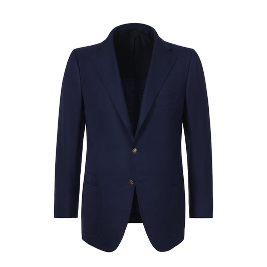 Single-Breasted Linen Club-Jacket in Dark Blue Cesare Attolini - Sartale
