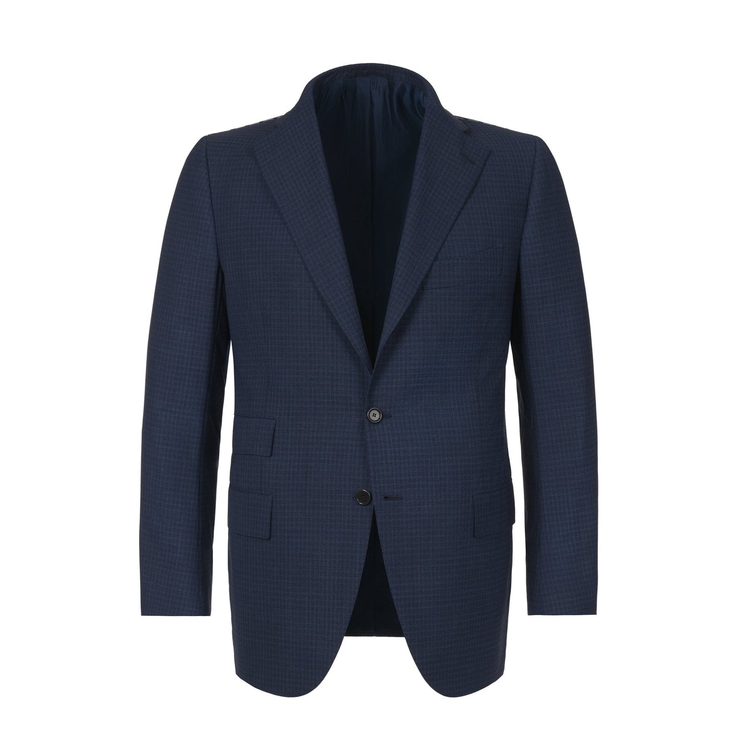 Single-Breasted Shepherd’s-Check Wool Suit in Dark Blue Cesare Attolini - Sartale