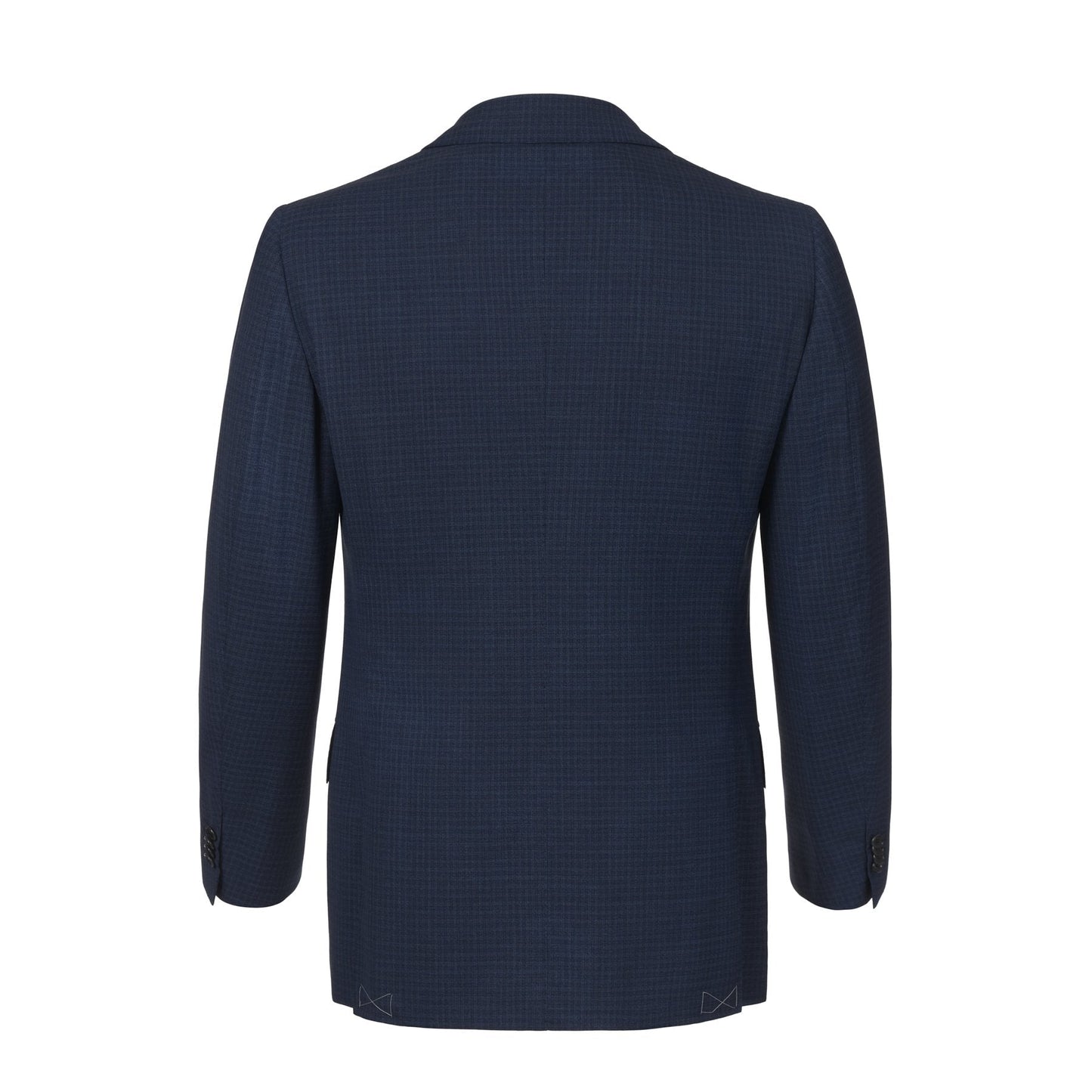 Single-Breasted Shepherd’s-Check Wool Suit in Dark Blue