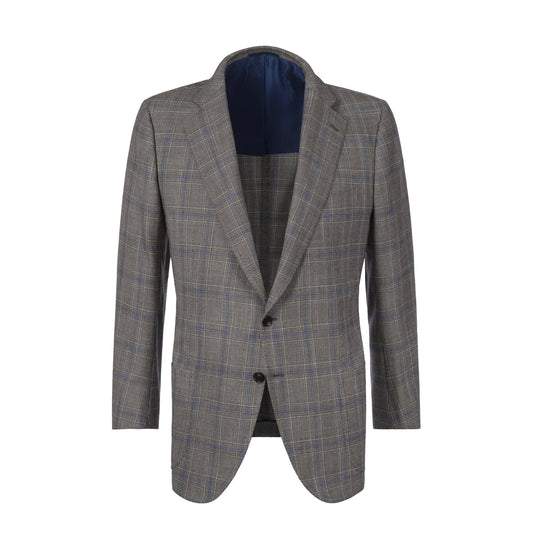 Single-Breasted Plaid-Check Wool, Silk and Linen-Blend Jacket in Brown Cesare Attolini - Sartale