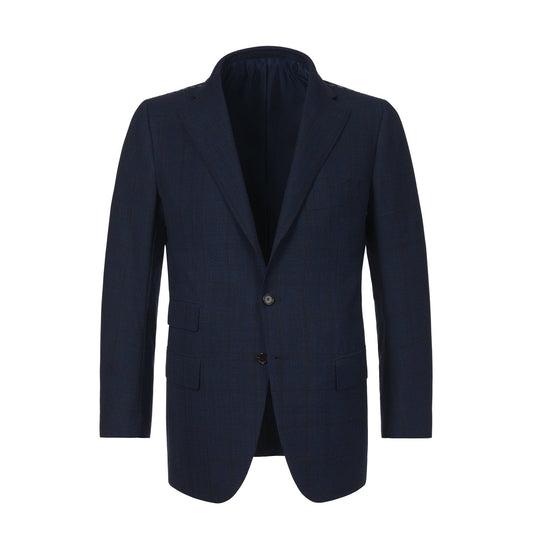 Single-Breasted Glen-Check Wool and Cashmere-Blend Suit in Dark Blue Cesare Attolini - Sartale