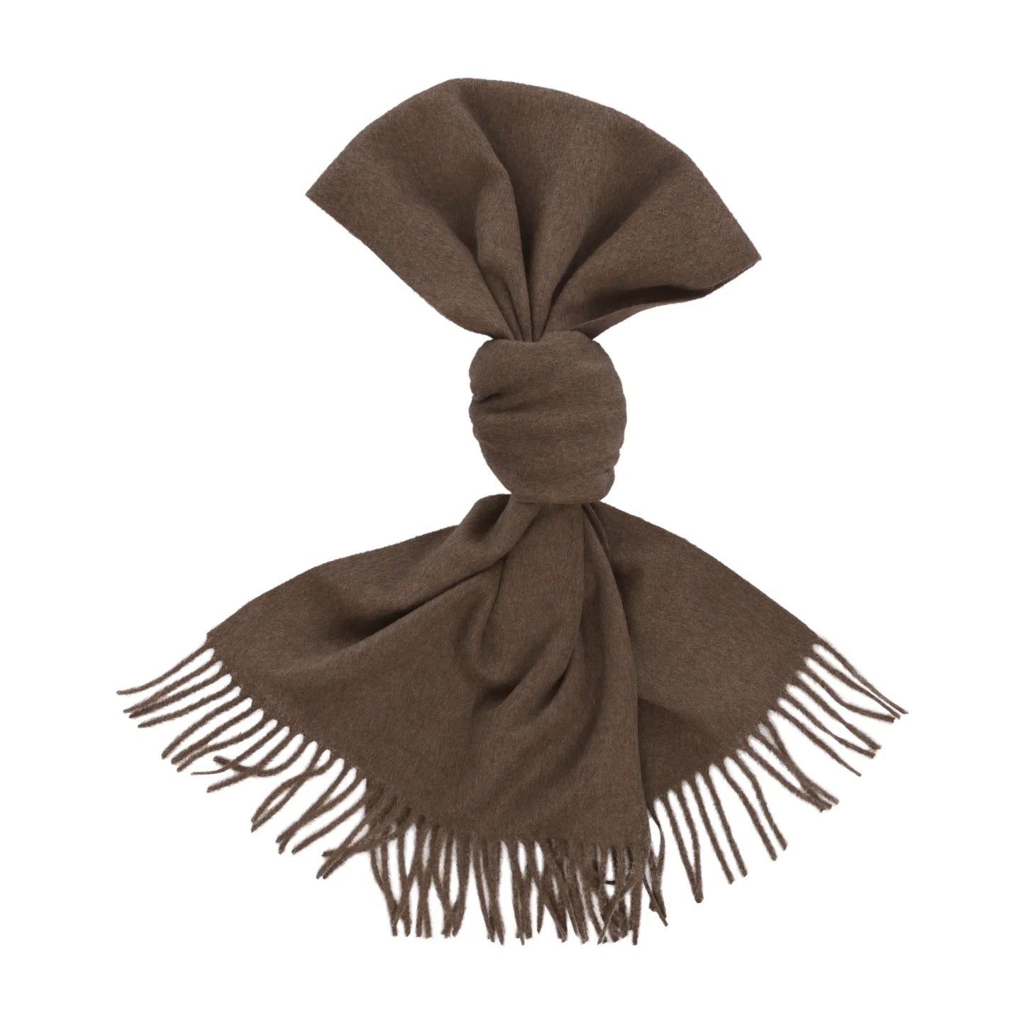 Fringed Wool Scarf in Brown