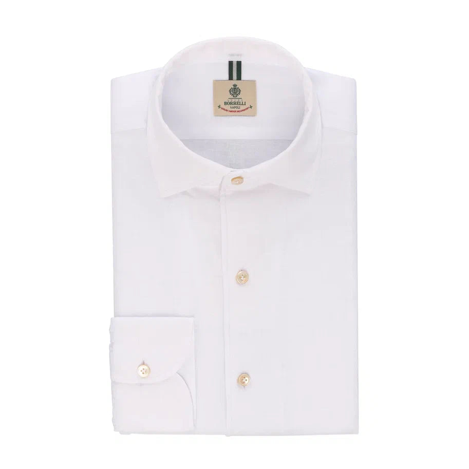 Luigi Borrelli Linen and Cotton-Blend White Shirt - SARTALE