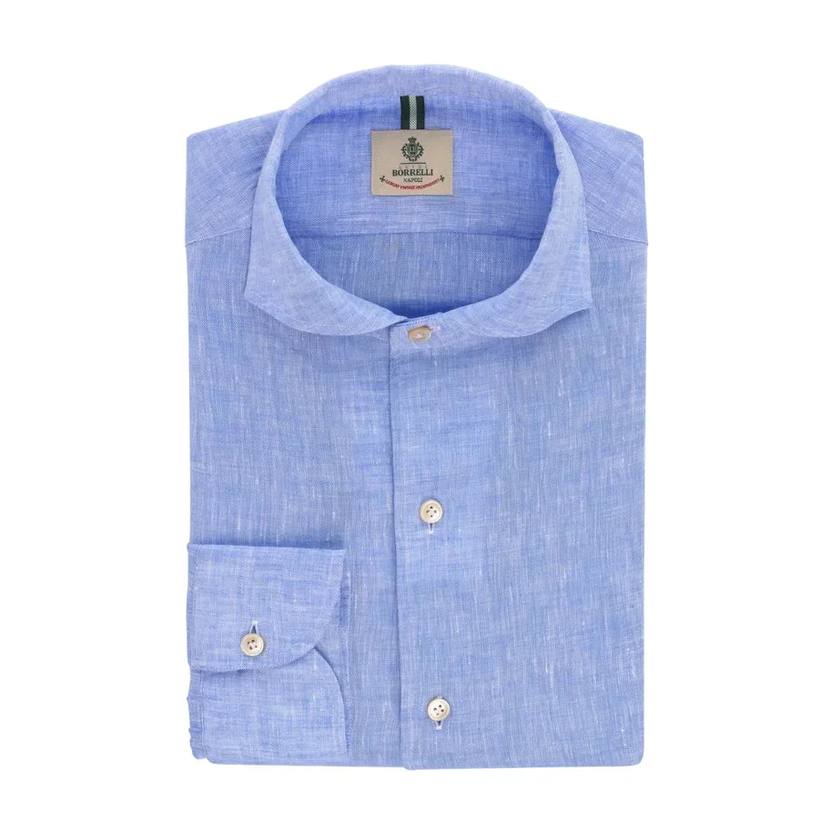 Luigi Borrelli Linen and Cotton-Blend Shirt in Light Blue - SARTALE