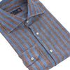 Striped Linen Shirt in Blue and Brown