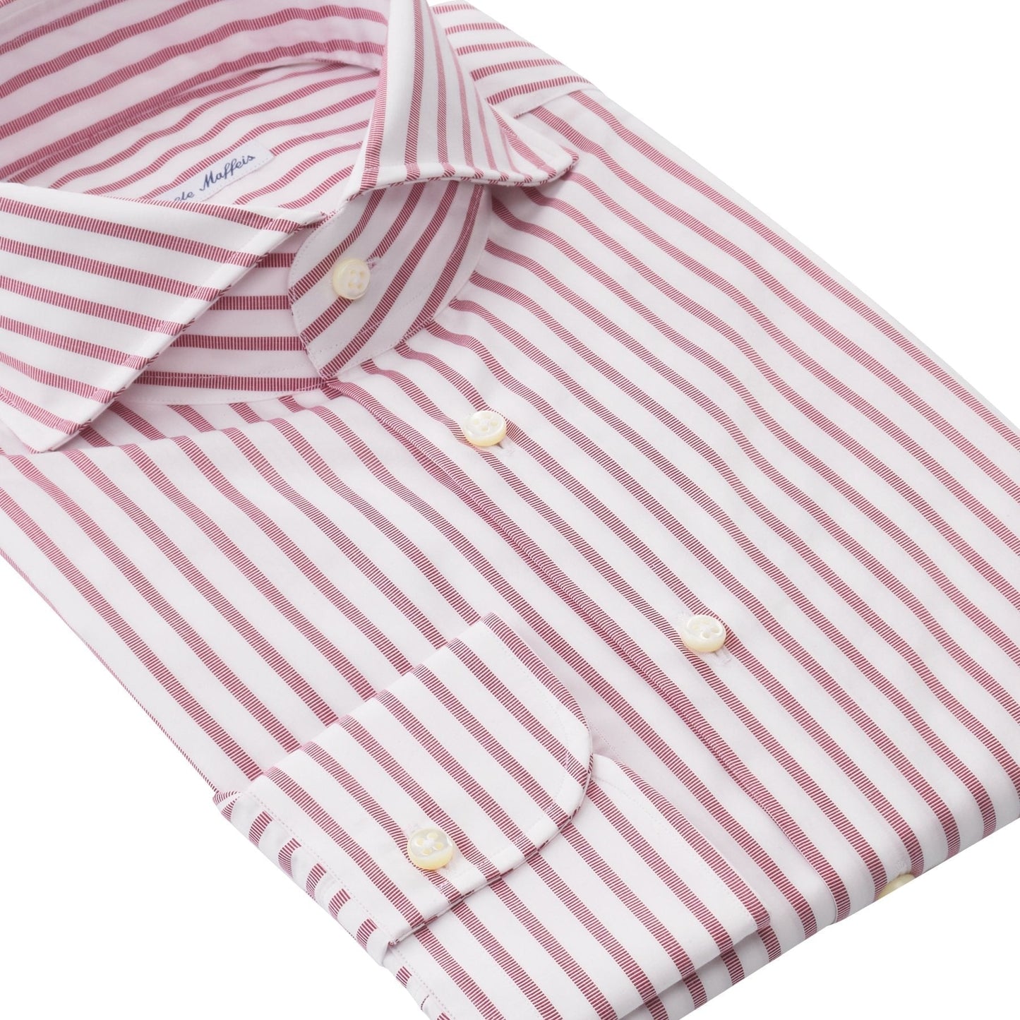 Emanuele Maffeis Striped Cotton Shirt in White and Wine Red - SARTALE
