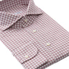 Checked Cotton Wine Red Shirt with Shark Collar