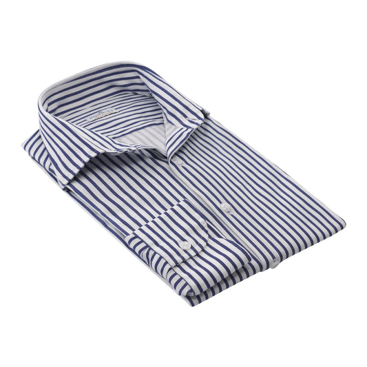 Sonrisa Cotton-Jersey Striped Shirt in White and Blue - SARTALE